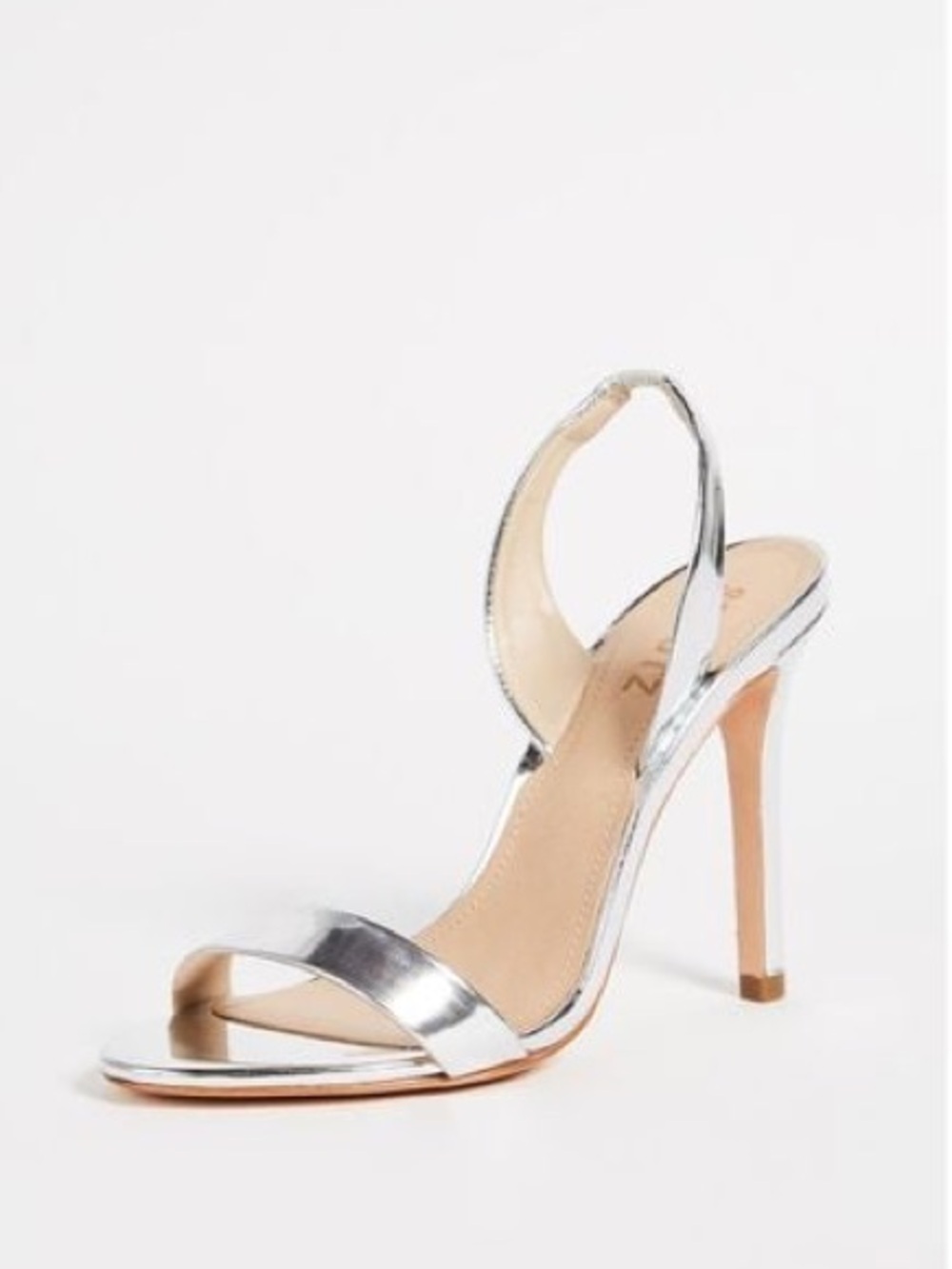 SCHUTZ Luriane Metallic Silver Open-Toe Slingback Heels Size 7